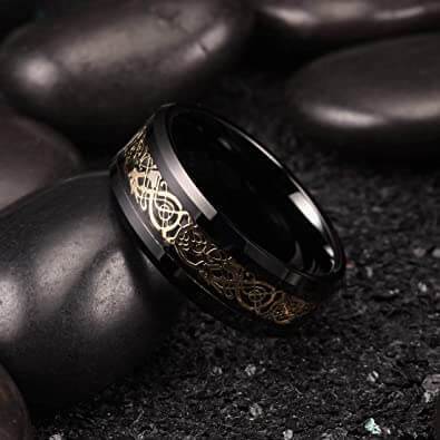 Unisex Dragon Ring in Titanium Steel - Celtic Design