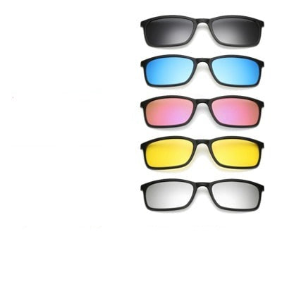 Unisex Magnetic Clip-on Sunglasses with Interchangeable Lenses