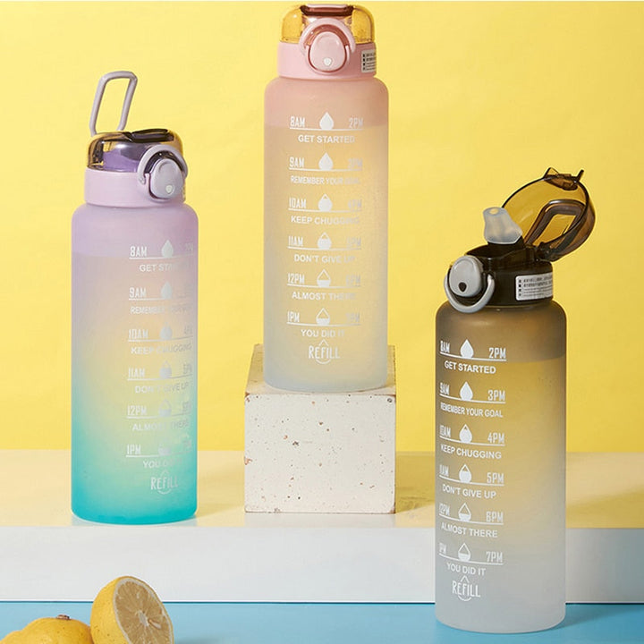 Unisex Motivational Water Bottle with Time Markers