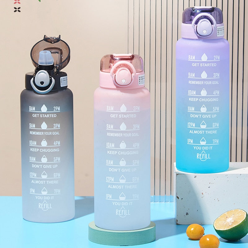 Unisex Motivational Water Bottle with Time Markers