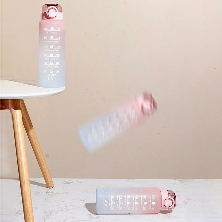 Unisex Motivational Water Bottle with Time Markers