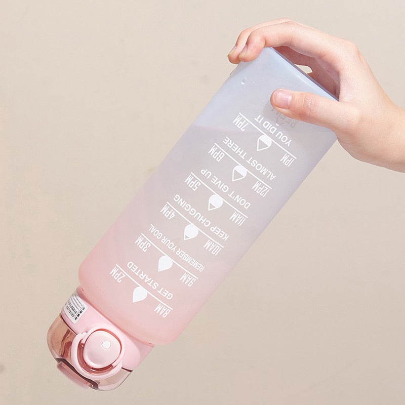 Unisex Motivational Water Bottle with Time Markers