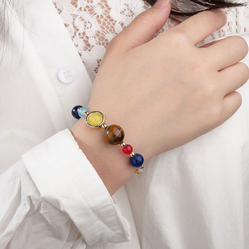 Unisex Solar System Bracelet with Natural Stones