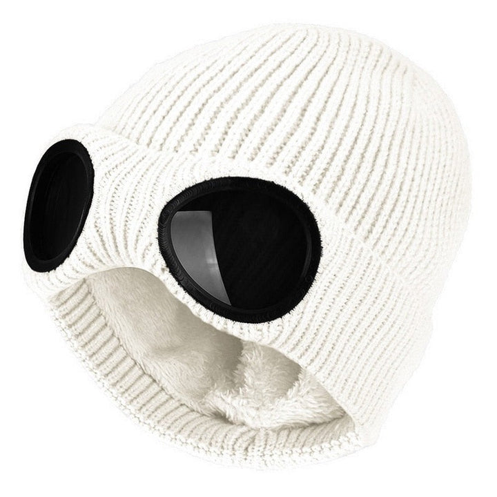 Unisex knitted hat with bril smile