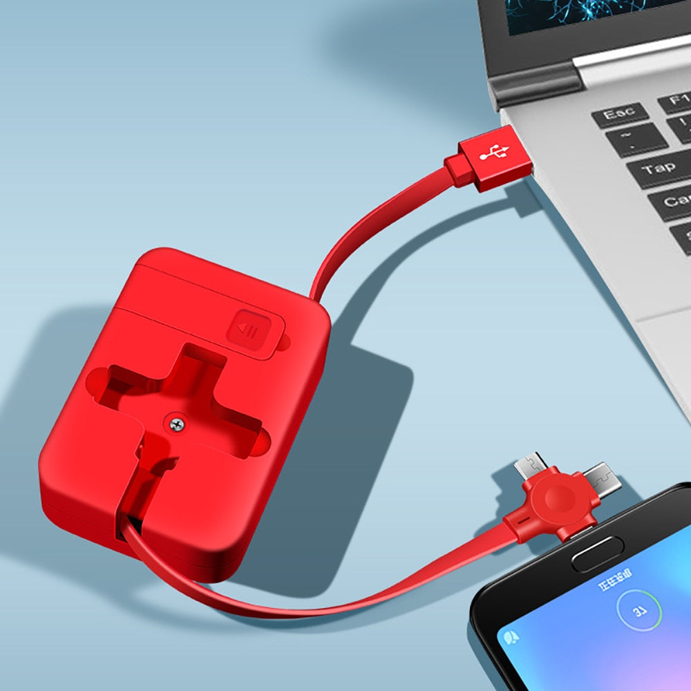 Universal 3-in-1 Telescopic Ladekabel with Phone holder