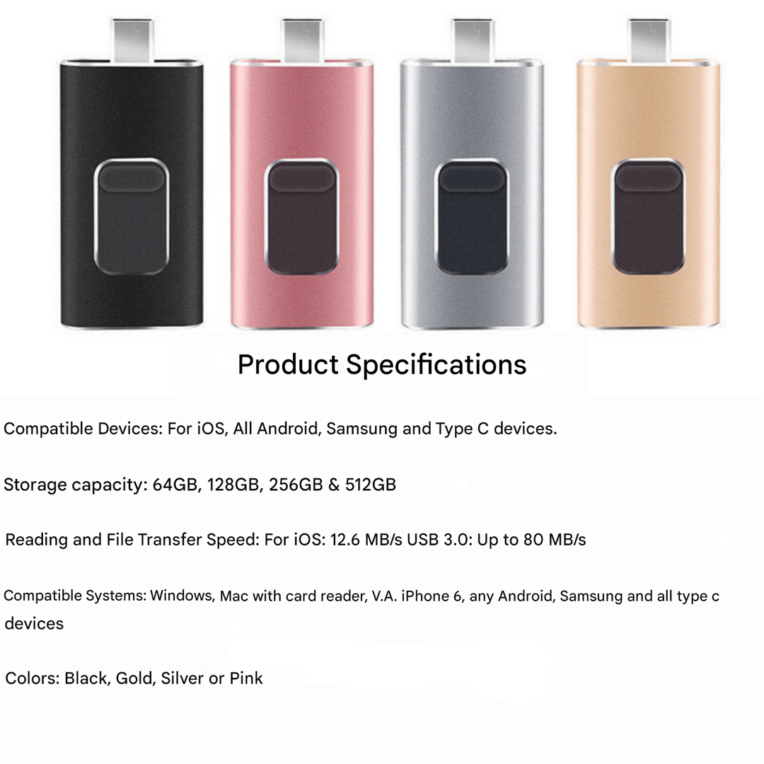 Universal 4-in-1 Flashdrive for Quick Filoverföring