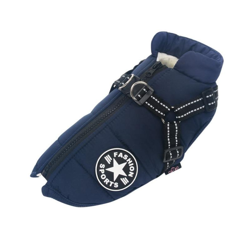 Waterproof Dog Jacket with Built-In Harness and Reflective Strip