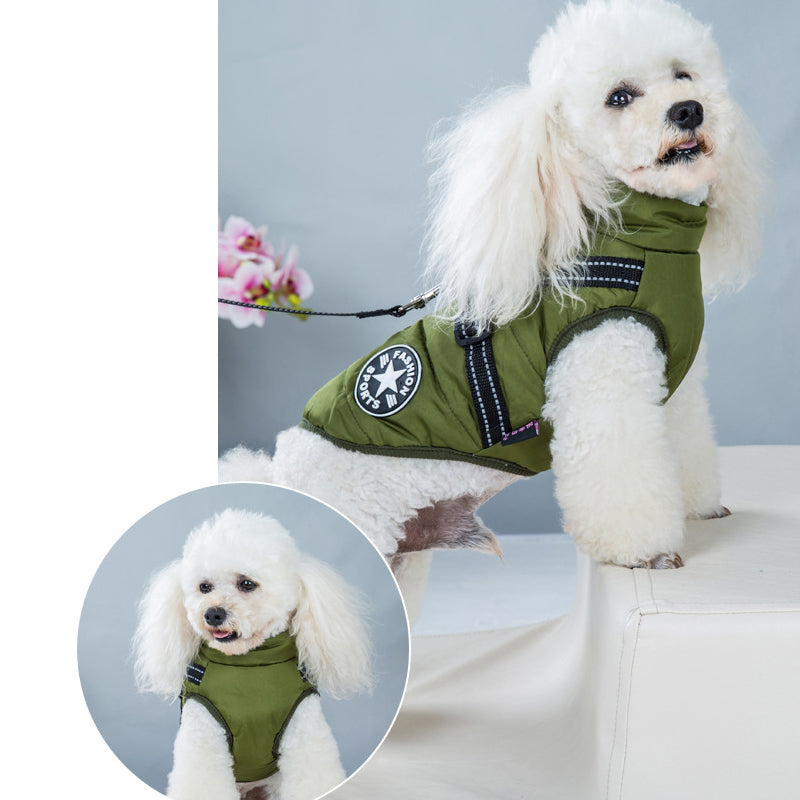 Waterproof Dog Jacket with Built-In Harness and Reflective Strip