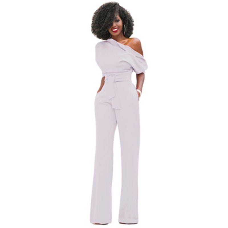 Women's Solid Colour Bodycon Jumpsuit in Acrylic Fabric