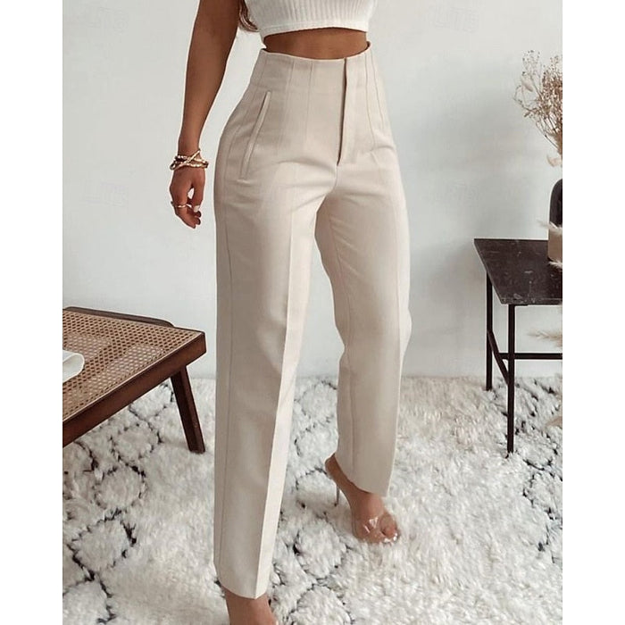 Women's High-Waisted Tailored Trousers Straight Leg