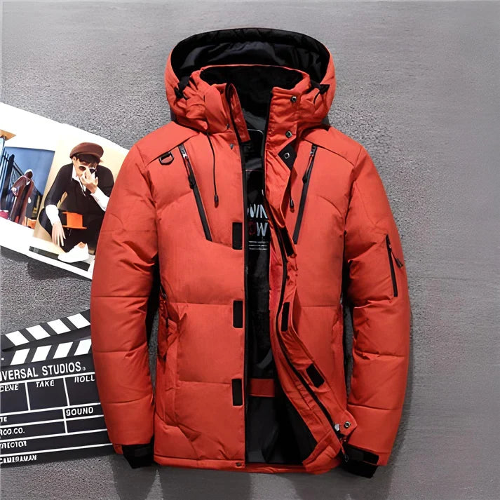 Men's Padded Winter Jacket with Adjustable Hood